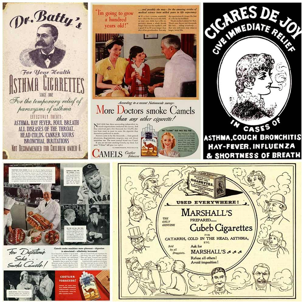 Collage of old cigarette ads